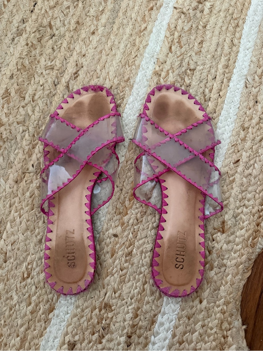 SCHUTZ Pink Trim Clear Aya Sandals - Picture 3 of 3